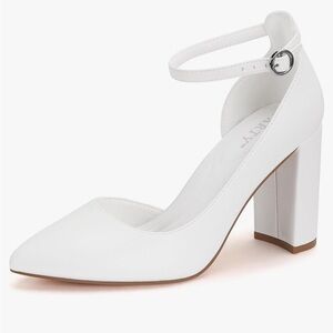 PARTY Women's 3.5 inch chunky heel ankle strap pumps size 8